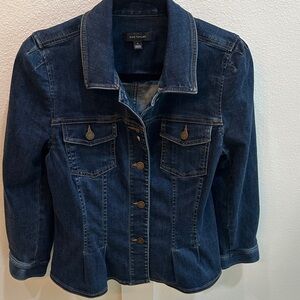 Ann Taylor Dark Blue peplum Jean Jacket
